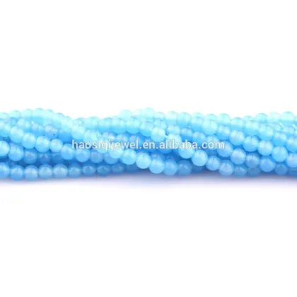 haosiqi cheap Gemstone Dyed  jade stone sky blue jade bead jewelry