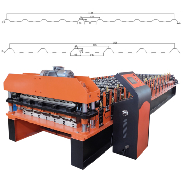 Dubbele laagrol vormmachine voor 6 rib dakbedekking en 10 rib plafond dakbedekking