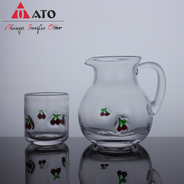 Decal Buah Set Cerek Sejuk Kaca Air Kristal