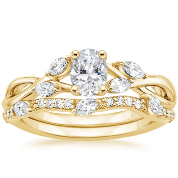 Inel de lux cu diamante oval stivuibil de 18K, cultivat în laborator