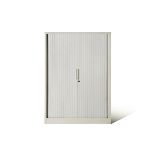 White Lockable Tambour File Cabinet with Shelves