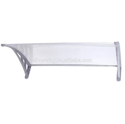Plastic sun shade awning supports solid polycarbonate awning canopies