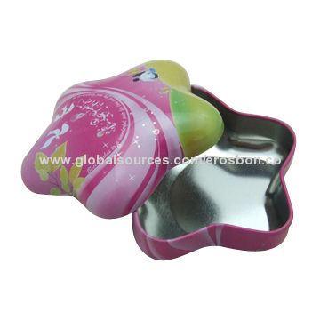 Star-shaped Tin Box, Made of 0.23mm Tinplate, Available in Different Shapes, with Logo