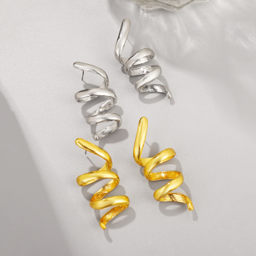 Vintage Gold Plated Spiral Statement Earrings