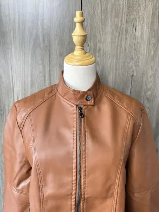 Leather biker jacket women
