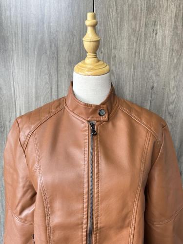 Damas PU chaqueta de cuero suave