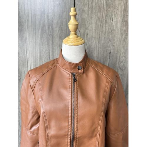 Ladies pu soft leather jacket