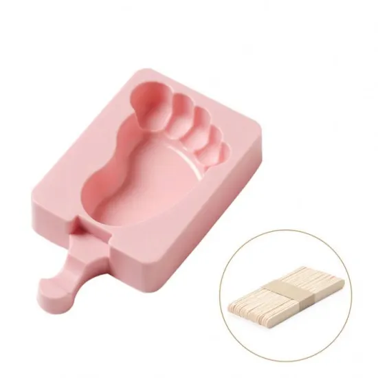 Baby Foot Ice Cream Silicone Mold with Wooden Sticks