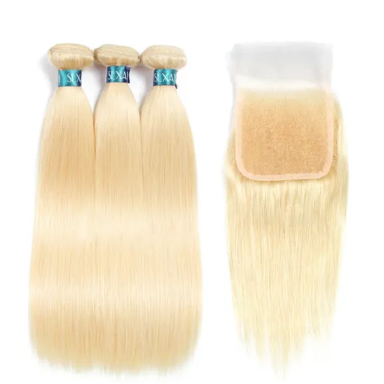 Wholesale 10A Malaysian Human Virgin Hair Blonde HD Lace Closure 613# Color Silky Straight 4x4 Transparent Swiss Lace Frontal