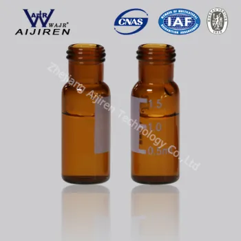 V945 1.5mL wide opening short screw-thread vial with write-on spot 9mm thread amber glass Vials