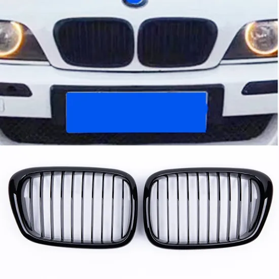 Single Line Glossy Black ABS Front Car Grille for BMW 5 Series E39 1995-2004