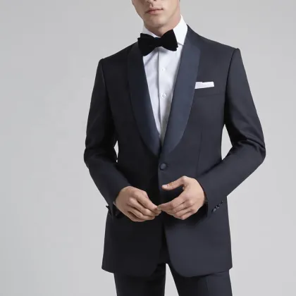 Latest Design Black Wool Fabric Men's Tuxedo Suit