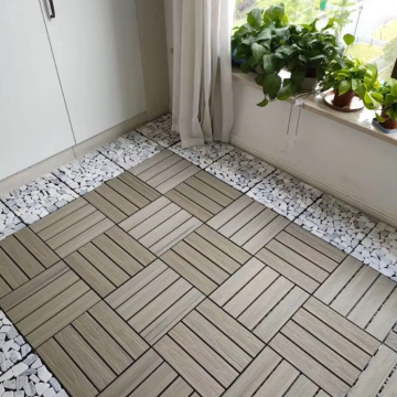 TAP & GO Grey Waterproof DIY Wood Composite Floor Interlocking Outdoor Decking Tiles