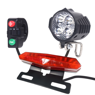 12V-60V Electric Bike Light Set: Includes Front and Rear Lights, Built-in Speaker, Headlight & Tail Light