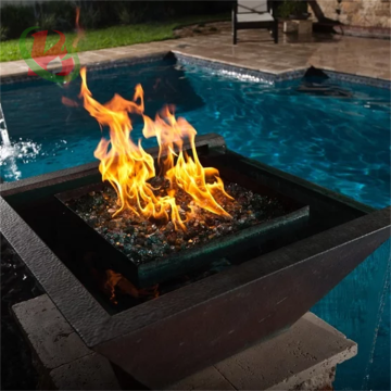 Modern Design Gas Water Fire Pit with Color Powder Paint and Waterfall Fountain