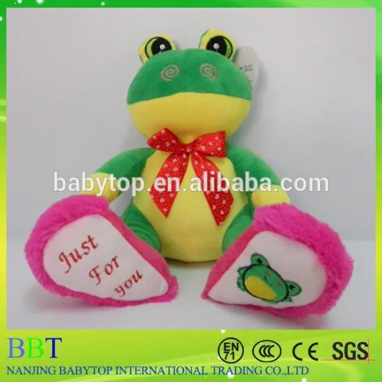 stuffed animal toy plush green frog toy for valentine