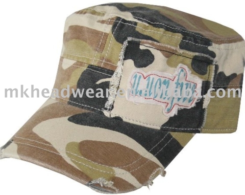 Army Cap with Patch Work and Printing