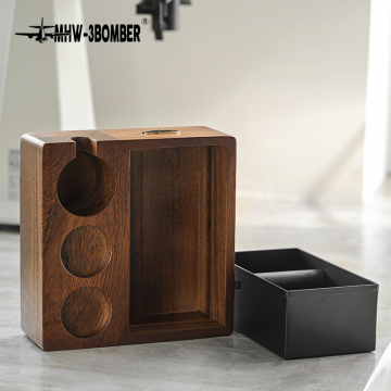 MHW-3BOMBER Espresso Knock Box 51/53/54mm Wood Tamping Station
