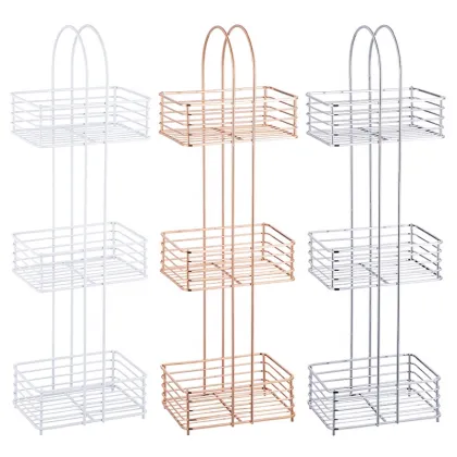rose gold steel metal wire corner storage rack