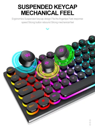 104 Keys USB Rainbow Backlight Game Keyboard with Mechanical Feel