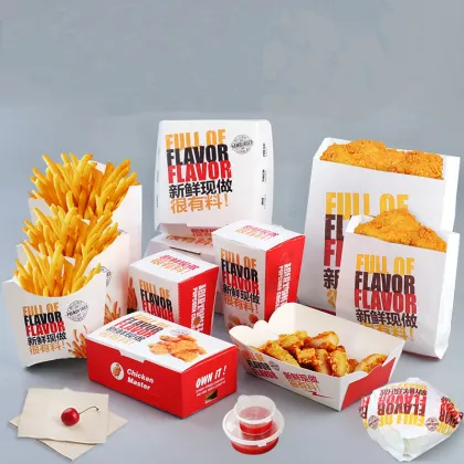 Custom Printed Recycled Paper Boxes for Fast Food: French Fries, Burgers, and Hamburger Packaging