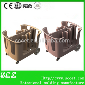 Roto molded adjustable dish handcart dish caddies dish service cart