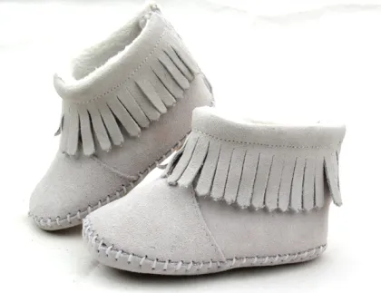 Plush Winter Baby Shoes Plain White Baby Shoes Warm Baby Boots