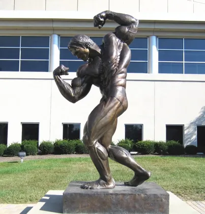 Life size nude muscle bonny man sculpture bronze bodybuilding statue