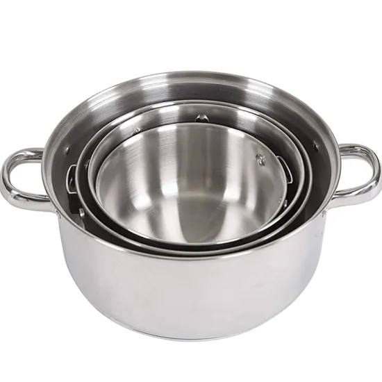 304 Stainless Steel Lunch Box Camping Cookware Set Convenient Detachable Handle Soup Pot Pan