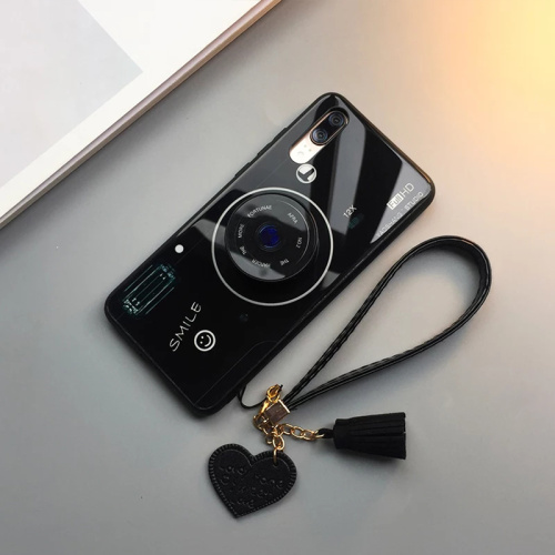 Camera Tempered Glass Phone Case with Wrist Strap