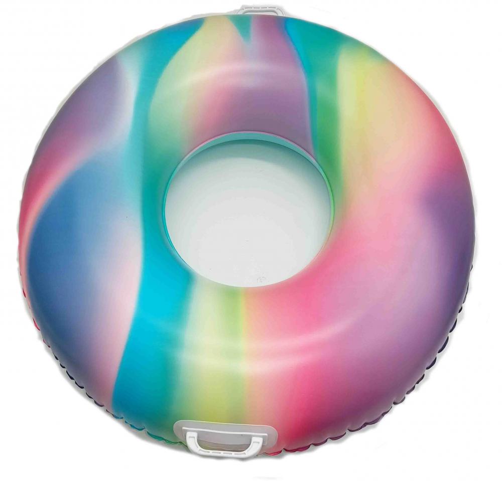 High Quality Printed Rainbow Swim Ring With Handle