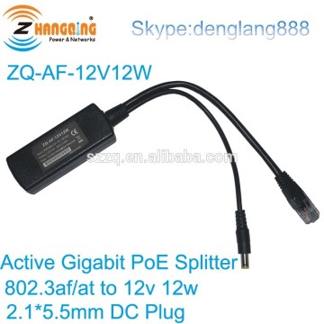 Active 802.3af 12v 12w Gigabit PoE Splitter