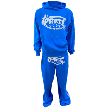 Custom Printing Hoodie And Stacked Flared Sweatpants Set