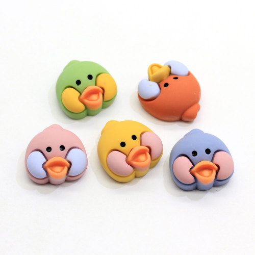 Bulk 100Pcs Animal Bird Duck Chick Head Cabochons Flatback Resin Animal Head Craft Slime Charms DIY Hair Band Accessories