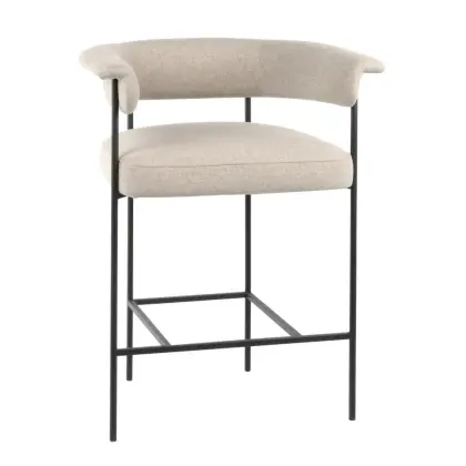 New design minimalist white fabric armrest bar chair