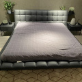 Современная подлинная кожаная мягкая кровать с современным стилем