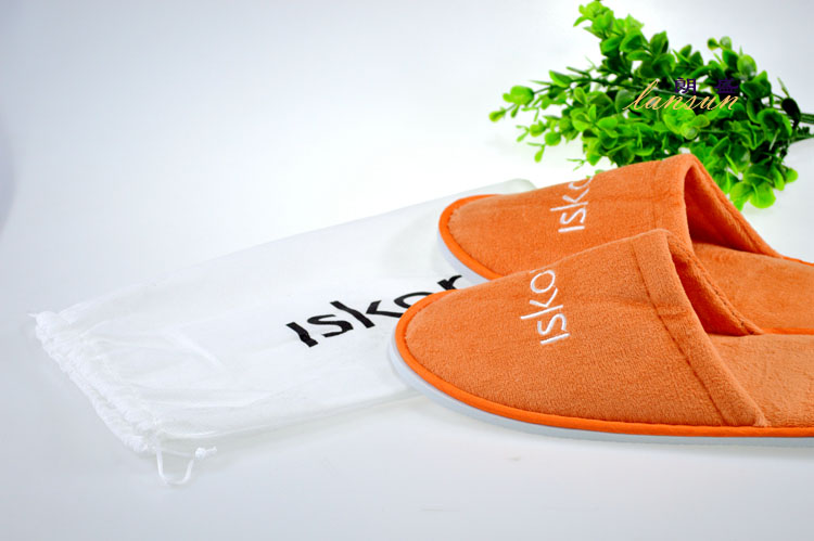 Velvet Velour Orange Color Close Toe Slipper