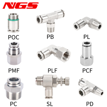 SUS 304 Stainless Steel 90 Degree Push-in Pneumatic Fitting for Air Hose