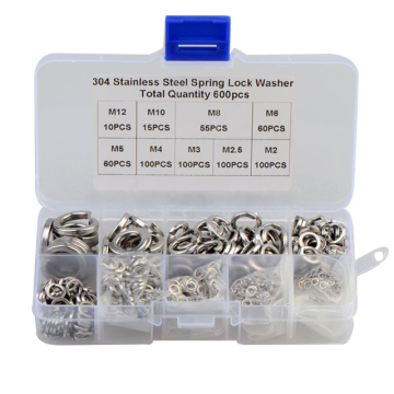 Cross-Border Wholesale: Massal 600pcs M2-M12 Stainless Steel 304 DIN127 Paket Cuci Musim Semi
