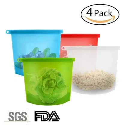 Set oF 4 Reusable Silicone Food Storage Bags