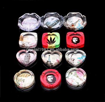 Crystal glass ashtray with logo for gift promotion