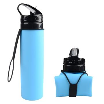 BPA Free Collapsible 600ml Water Bottle: Portable and Compact Silicone Water Bottle for Travel