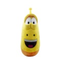 Laughing worm animation surrounding yellow worm plush toy