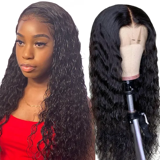 10A Unprocessed Virgin Cambodian Curly Raw Human Hair Lace Front Wig Pre Plucked Full Transparent HD Water Wave Lace Frontal Wig