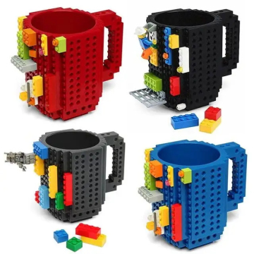 New DIY TOYS DIY Block Puzzle Mug  Build-On Brick Mug Type Building Blocks Coffee Cup for kids Christmas Gift