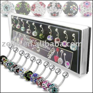 Crystal Stone Flower Belly Rings Body Jewelry