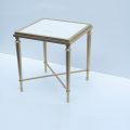 polished metal coffee table glass top side table