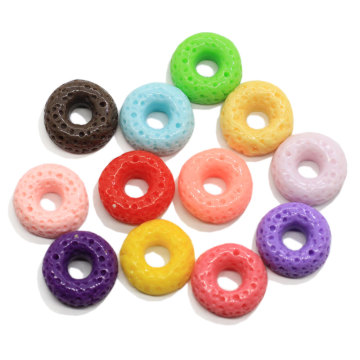 Color mezclado lindo Mini Donut postre en forma de cabujón de resina artículos de bricolaje para collar pulsera llavero decoración encantos