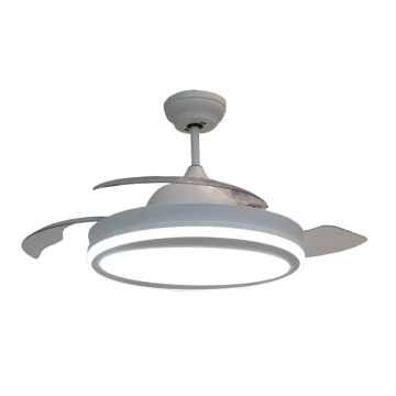 White Modern Retractable Ceiling Fan with 3-Blades