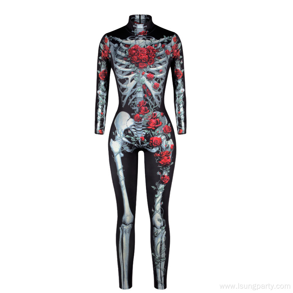 3D Halloween Sexy Skeleton Printed Women Costume